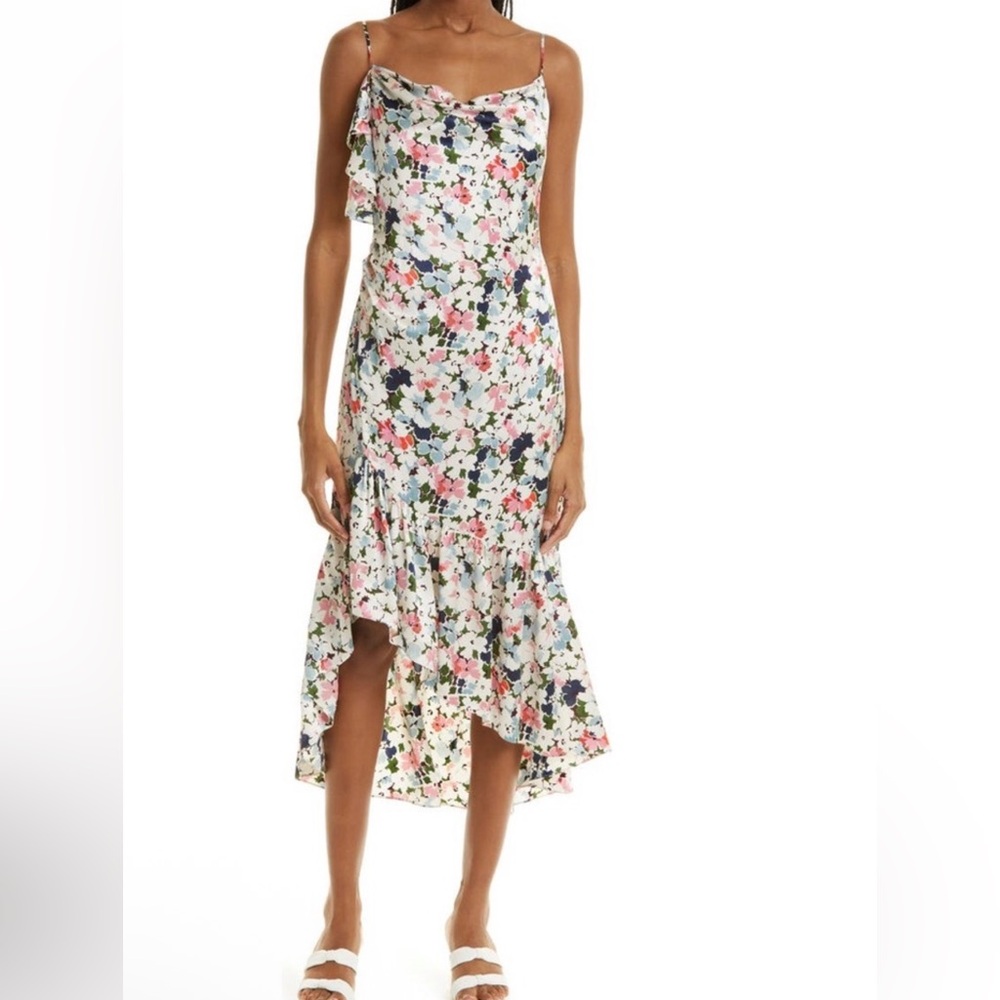 Cinq a Sept Silk Floral Asymmetrical Slip Dress. New without tags. Size US 4.